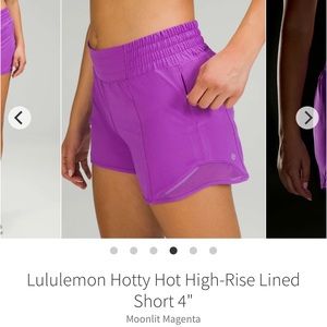 Lululemon Hotty Hot Shorts Size 8 Moonlit Magenta